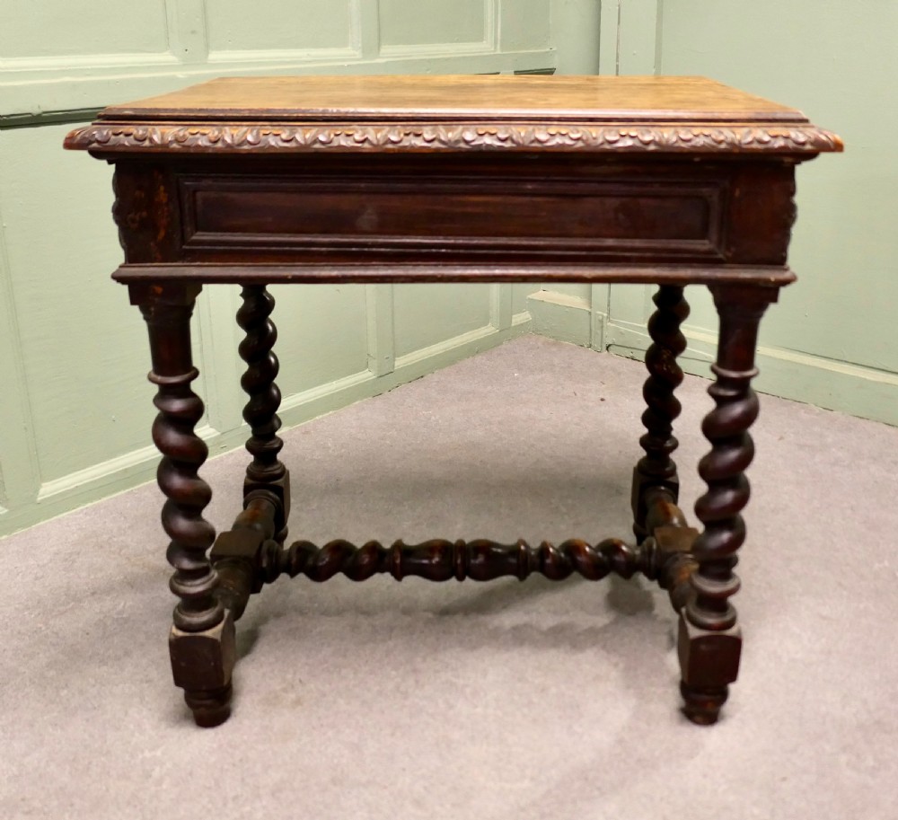 Green Man Gothic Carved Oak Writing Table View VII