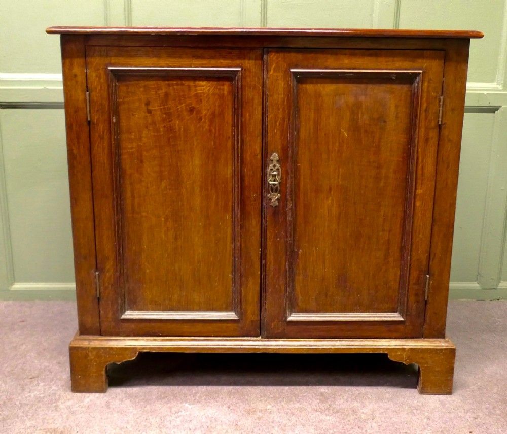 19th Century Oak Shelved Lockable Cupboard with Drawer Inside
