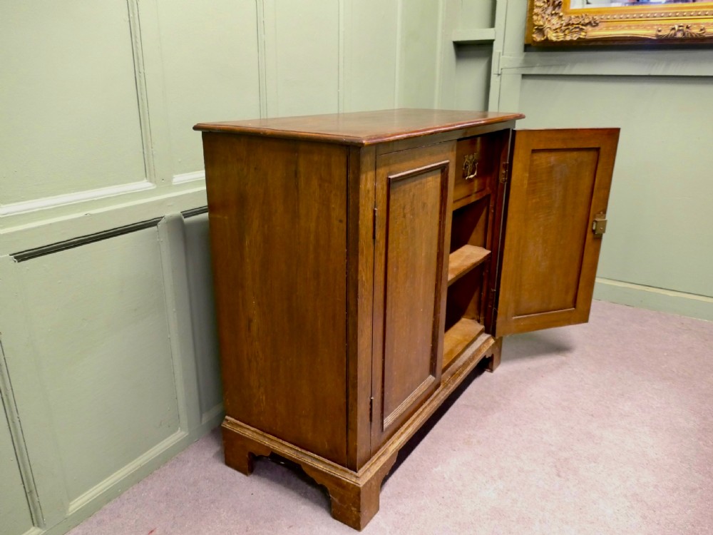 19th Century Oak Shelved Lockable Cupboard with Drawer Inside View VI