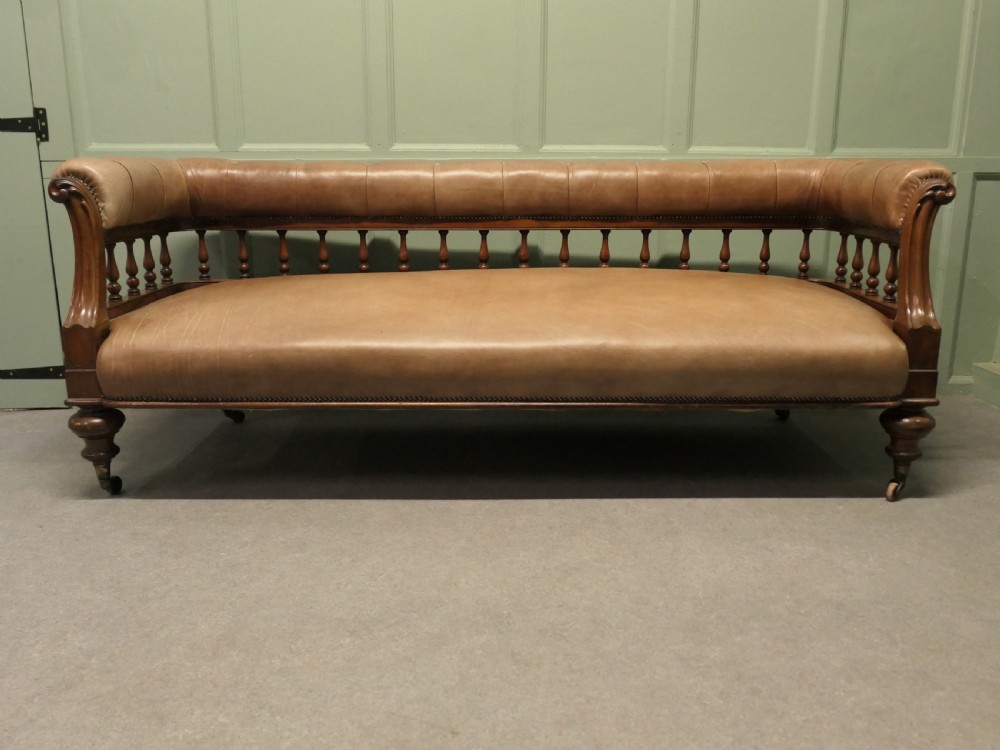 Victorian Open Arm Long Chaise in Leather View II