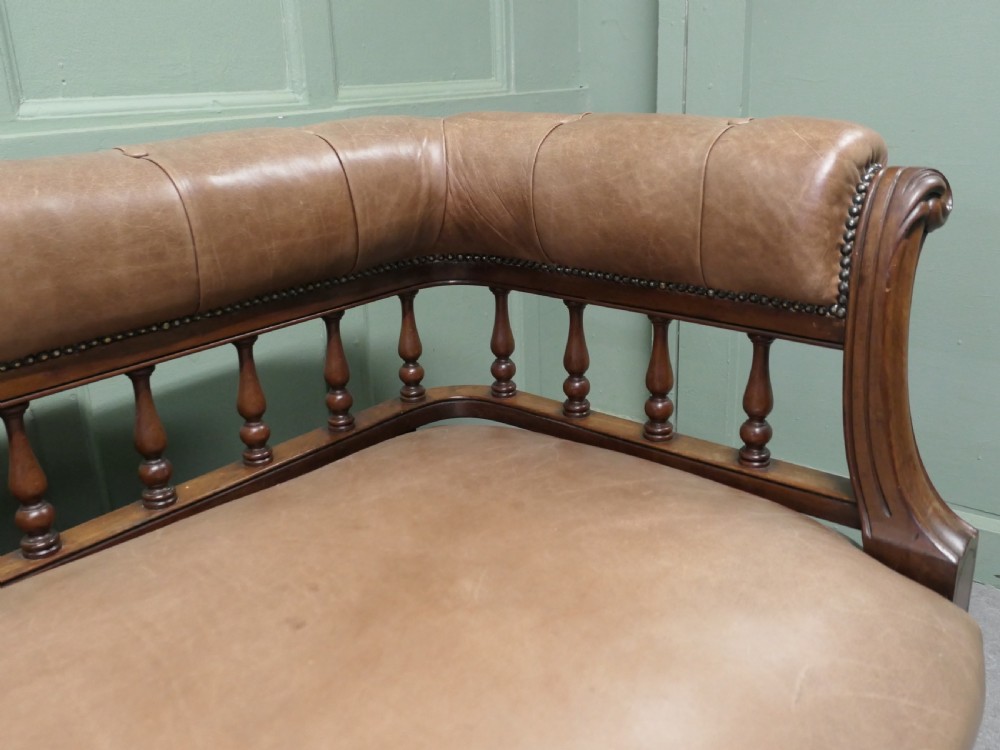 Victorian Open Arm Long Chaise in Leather View III