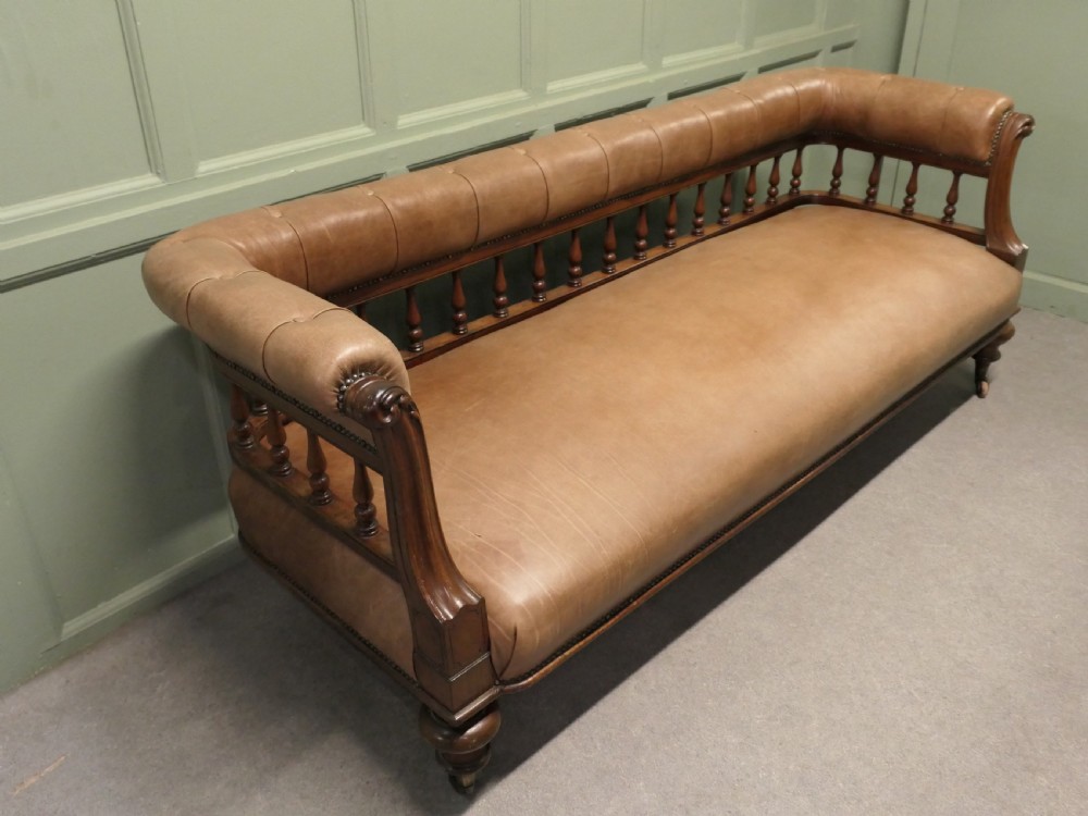 Victorian Open Arm Long Chaise in Leather View IV