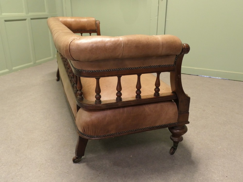 Victorian Open Arm Long Chaise in Leather View V