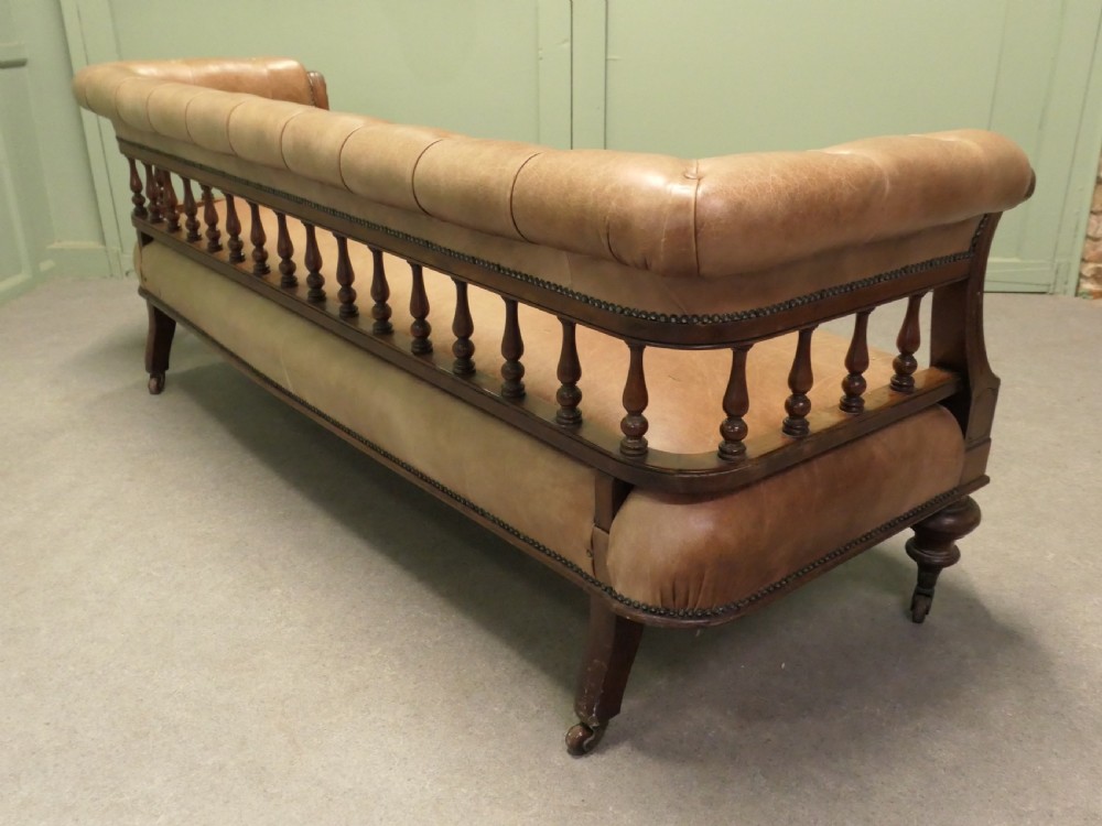Victorian Open Arm Long Chaise in Leather View VI