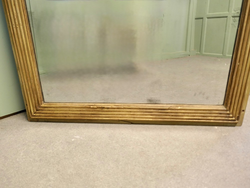 Large Early 19th C Rectangular Mirror Wide Reeded Frame View III
