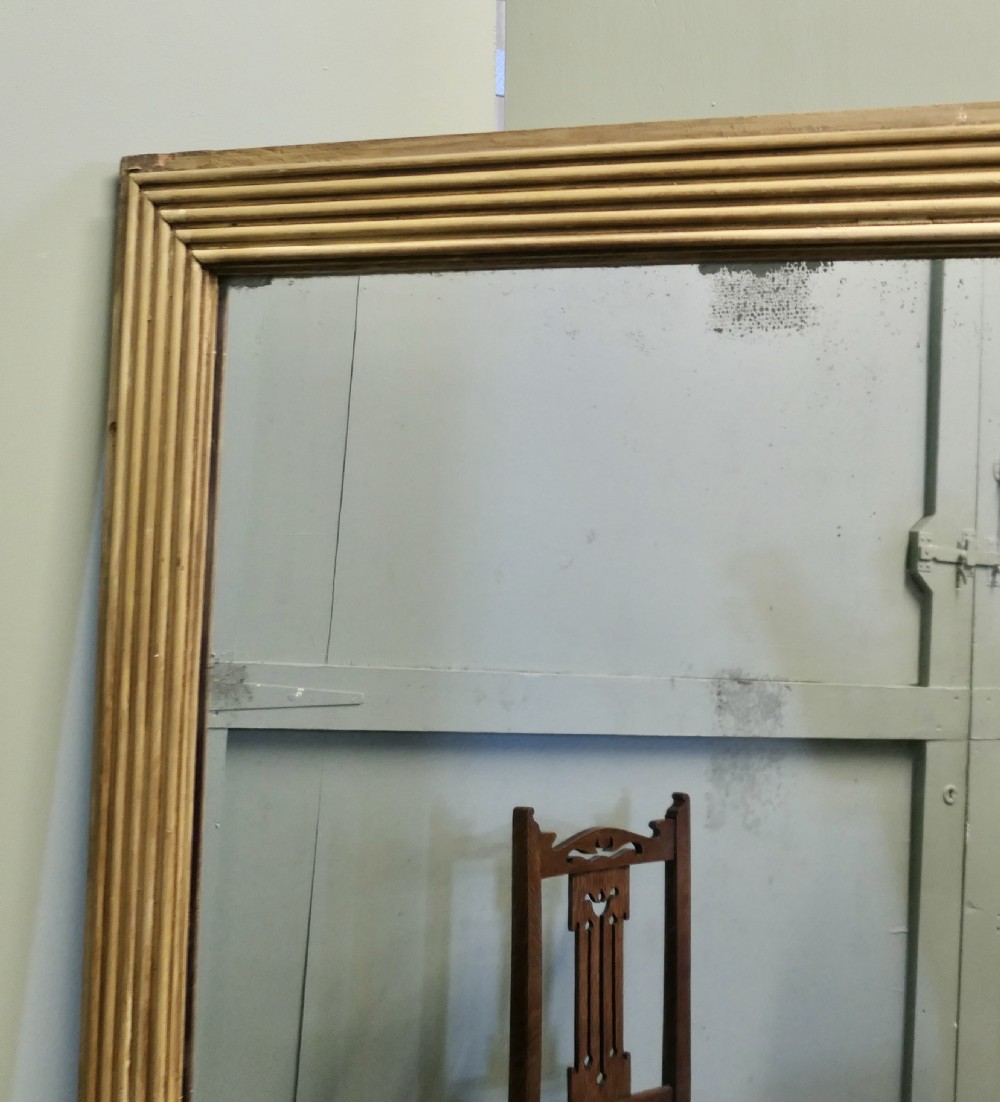 Large Early 19th C Rectangular Mirror Wide Reeded Frame View IV