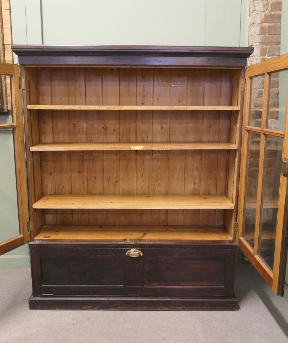 Old Oak School Cupboard, Glazed Bookcase View VI