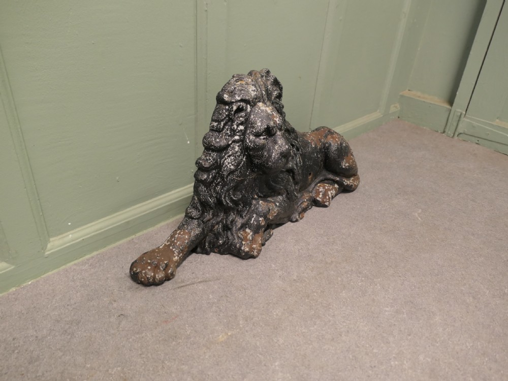 A Flat Back Cast Iron Lion Garden Ornament Figure Door Stop View IV