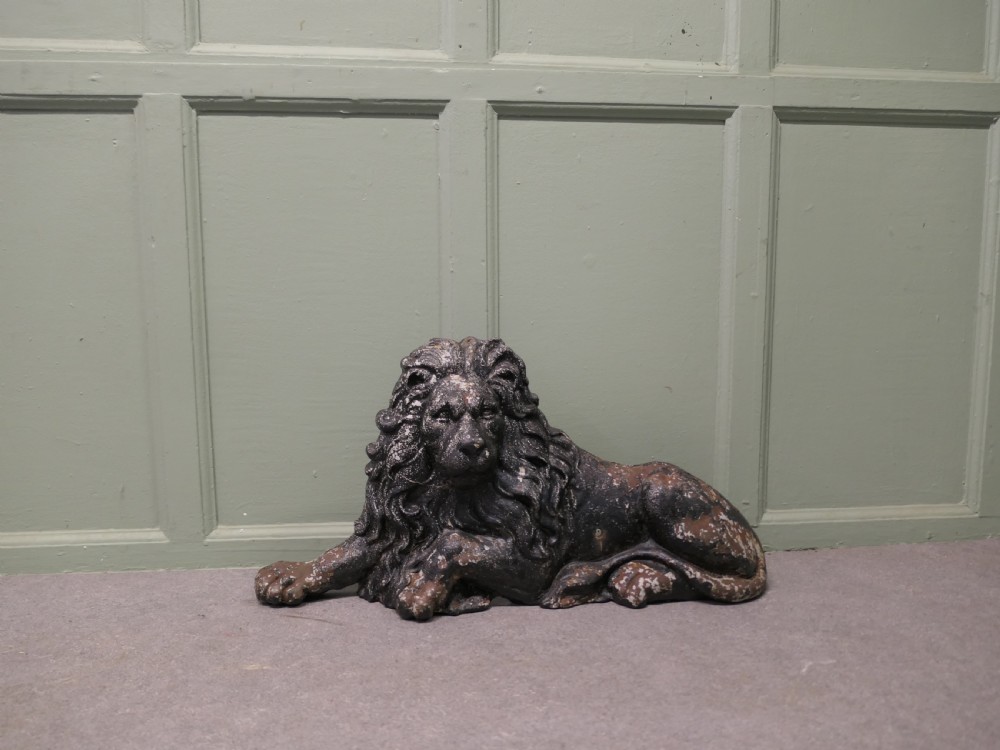 A Flat Back Cast Iron Lion Garden Ornament Figure Door Stop View V