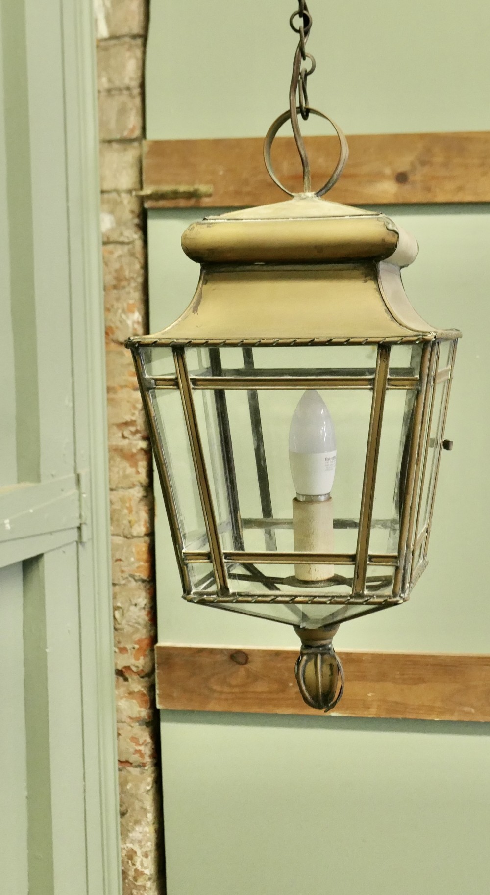 Large French Brass Hanging Lantern