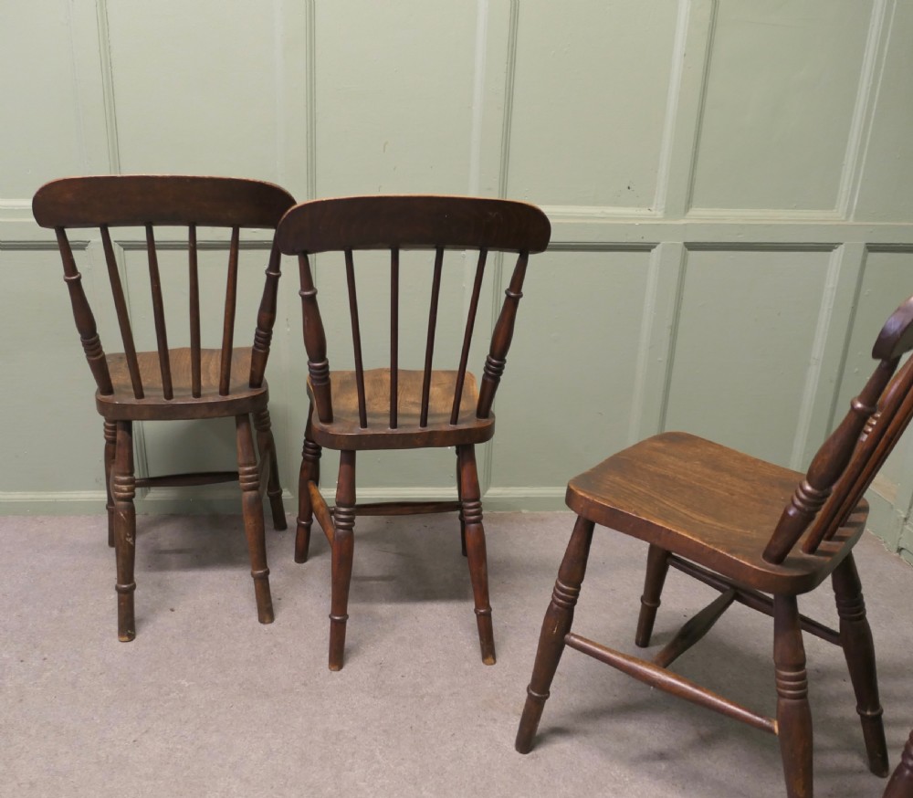 Set of 4  Beech and Elm Seated Stick Back Kitchen Dining Chairs View VII