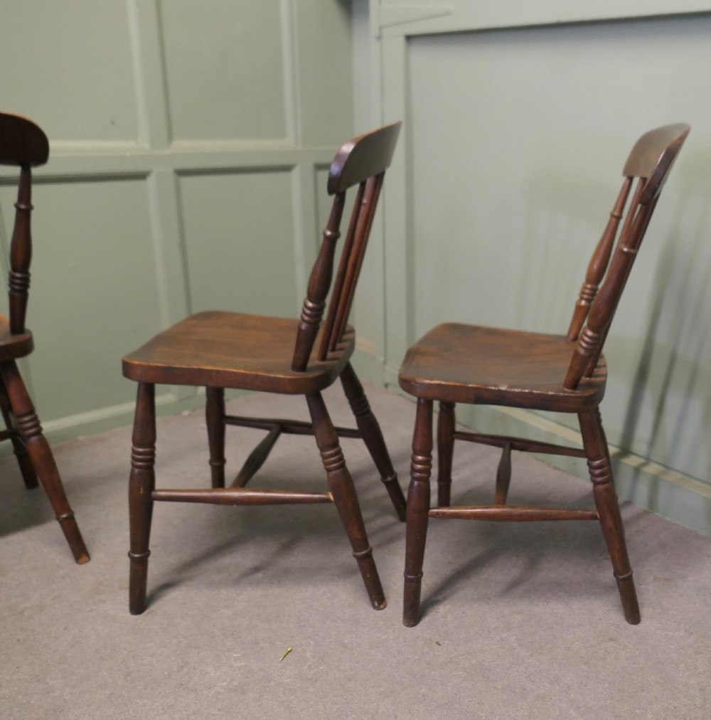 Set of 4  Beech and Elm Seated Stick Back Kitchen Dining Chairs View VIII
