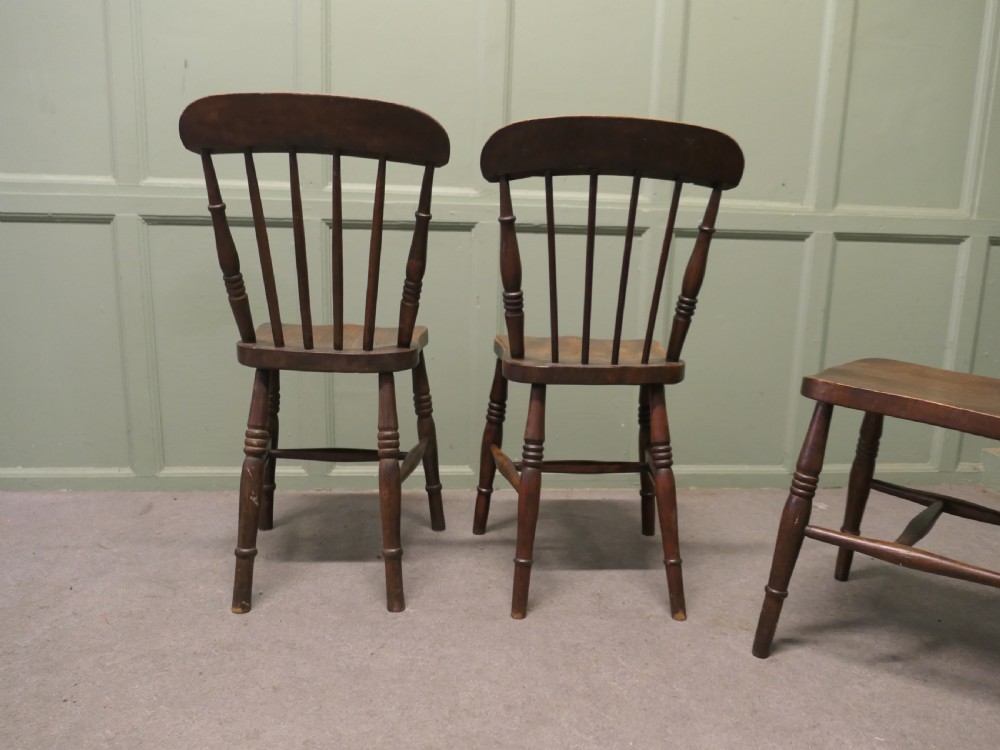Set of 4  Beech and Elm Seated Stick Back Kitchen Dining Chairs View IX