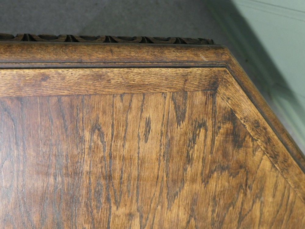 Large Carved Gothic Oak Centre Dining Table View III