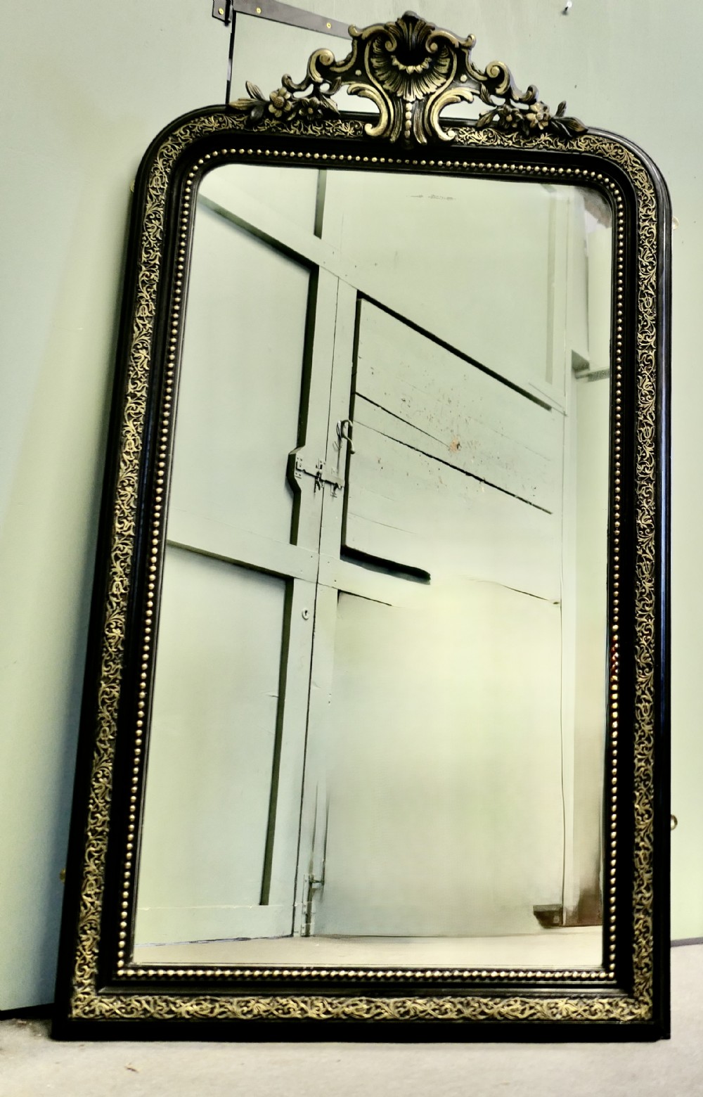Tall Napoleon III  Black Gold Pier Mirror