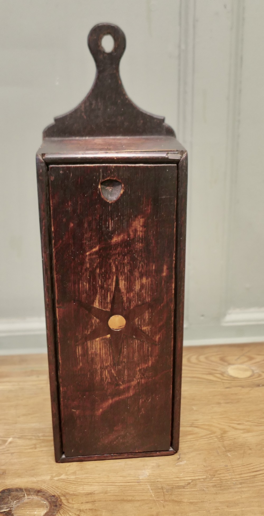 18th Century Wall hanging Oak Candle Box