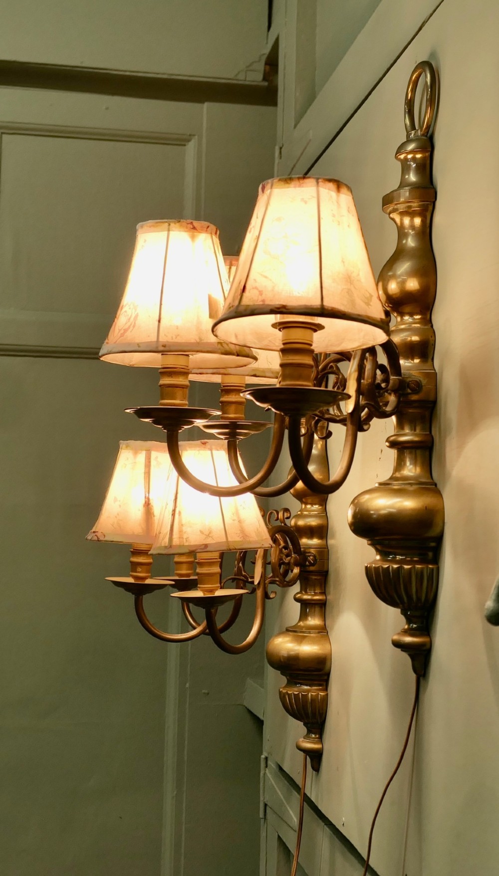 A Pair of Large French Arts and Crafts Brass Wall Lights View II