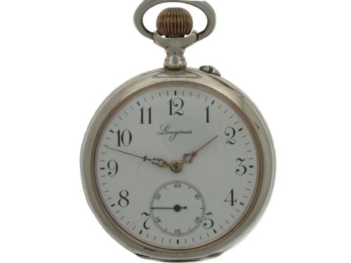 Longines Silver 0.800 Open Faced Pocket Watch 1906