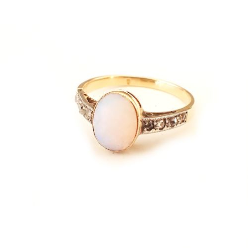 Edwardian Opal & Diamond Ring, 15ct Gold