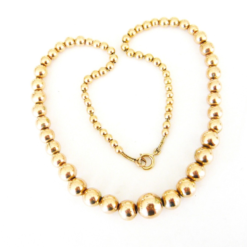 Victorian 9ct Gold Bead Necklace 