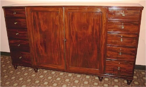 George 1v Mahogany Dwarf Linen Press with Sliding Trays.