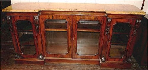William1v Rosewood Inverted Breakfront Sienna Marble Top Side Cabinet