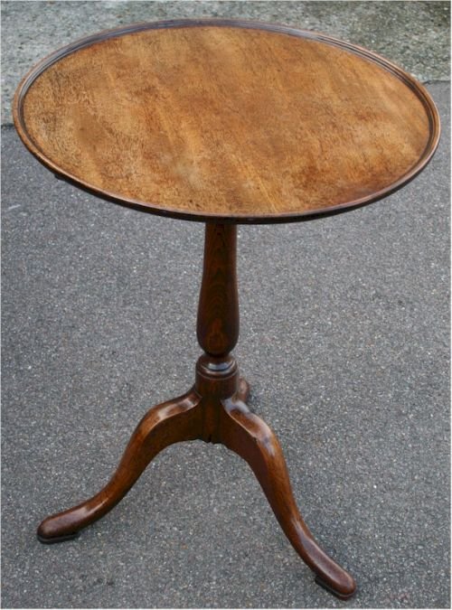 George111 Mahogany Dish Top Wine Table. On Tripod Legs.


