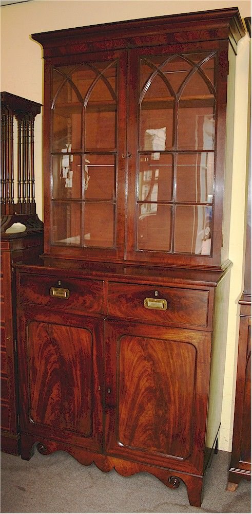 George 1v Mahogany Cupboard Base Bookcase on Splay Feet.
