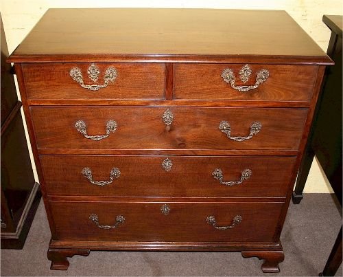 George 111 Mahogany Chest of 2 Short & 3 Long Pine Lined Drawers
