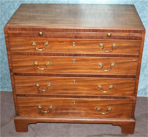 George 111 Mahogany Slide Chest of 4 Long Oak Lined Drawers