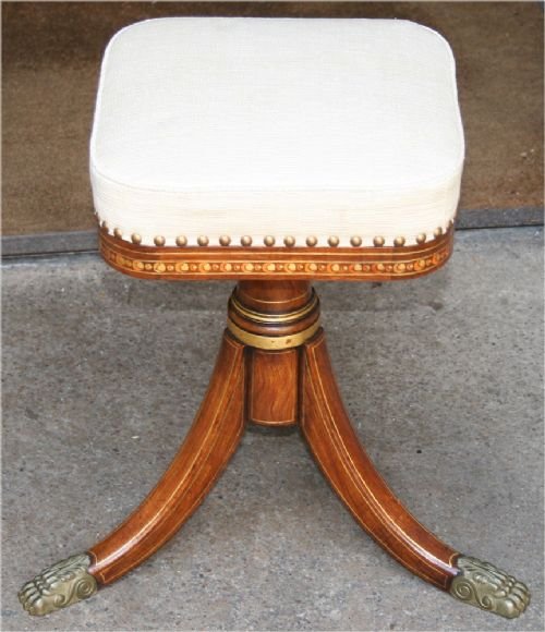 19c Rosewood Gilt Decorated Revolving Adjustable Piano Stool