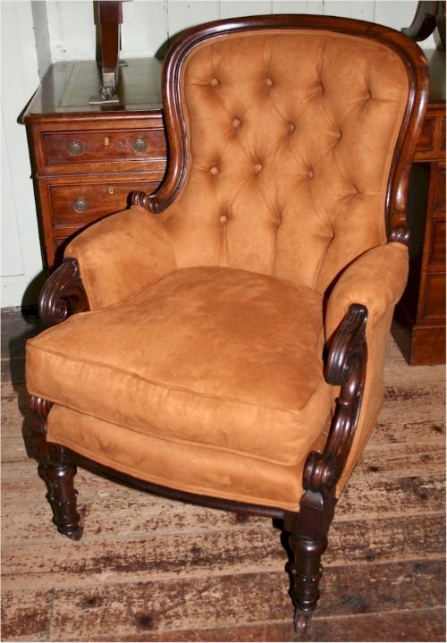 William 1v Rosewood Easy Armchair with Buttoned Back.