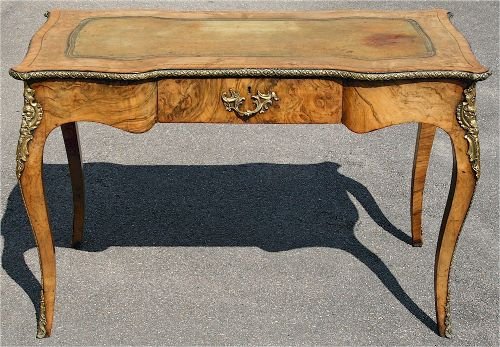 Victorian Figured Walnut Ormulo Mounted Writing Table.