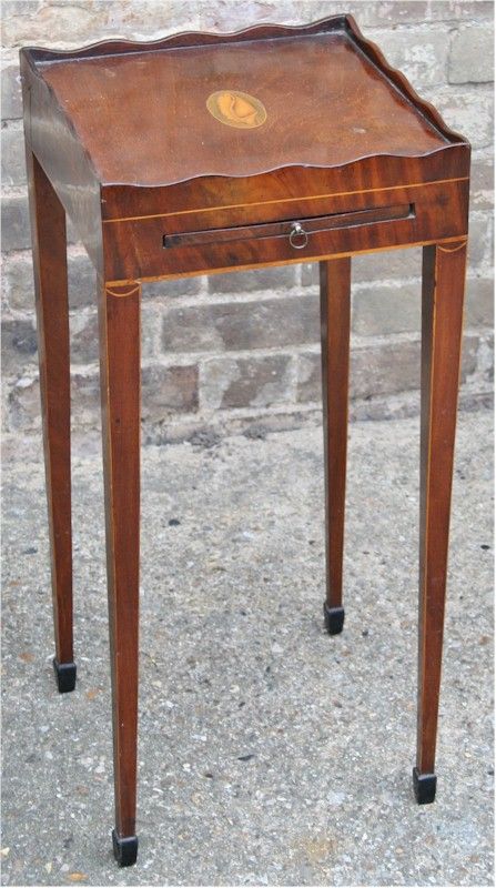 George 111 Mahogany Inlaid Kettle Stand with Slide.