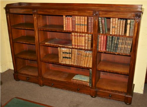 George 1v Mahogany Dwarf Bookcase Having 6 Fixed Shelves in 3 Sections.