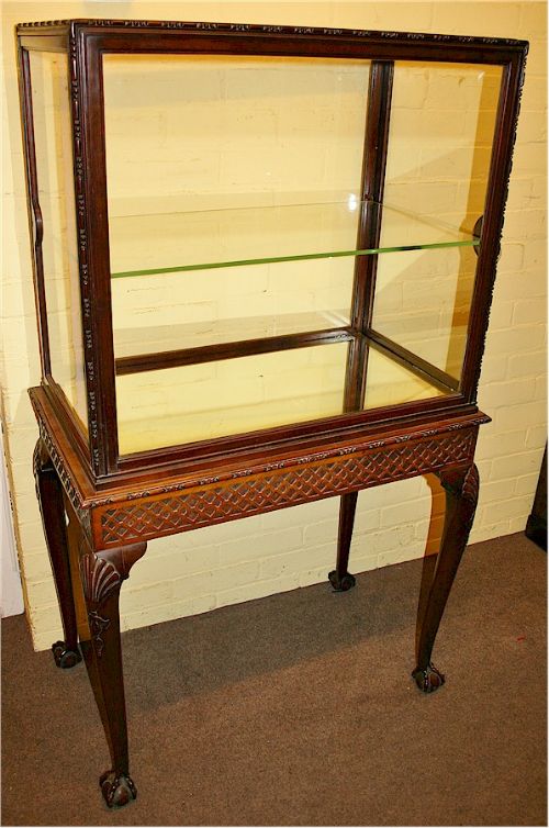 Edwardian Mahogany Freestanding Centre Display Cabinet on Stand.