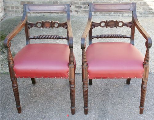 George 111 Mahogany Pair of Armchairs.