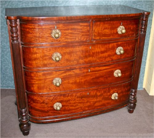 Fine George 1v Figured Mahogany Bowfront Chest.