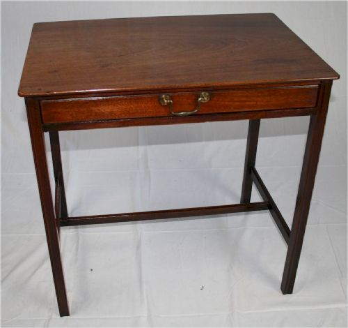 George 111 Mahogany Side Table Having Single Oak Lined Drawer