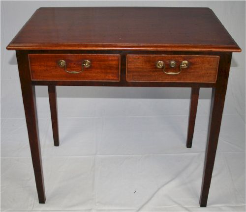 George 111 Mahogany Side Table Having 2 Pine Lined Drawers