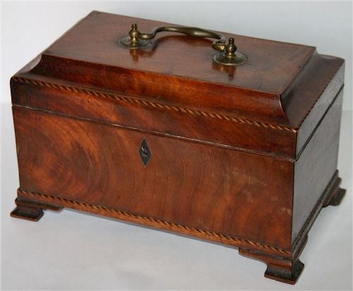 George 111 Mahogany Tea Caddy on O.g. Feet.