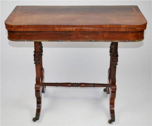 George 1V Rosewood D Shaped End Support Card Table.