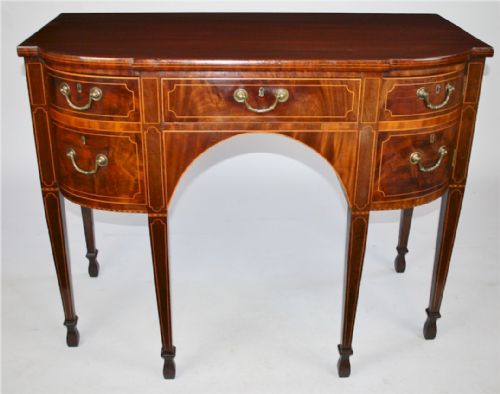 George 111 Mahogany Inlaid D Shaped Breakfront Sideboard