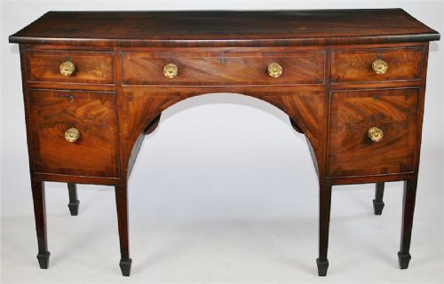 George 111 Mahogany Bowfront Sideboard on 6 Square Tapered Legs with Spade Feet