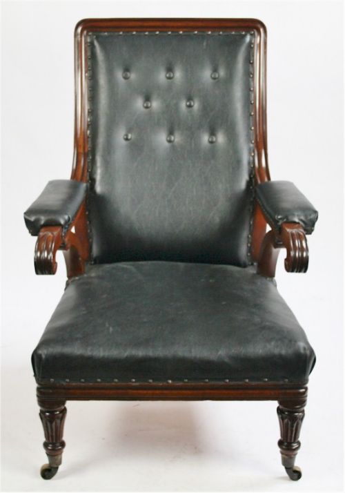 William 1v Mahogany Easy Open Armchair.
