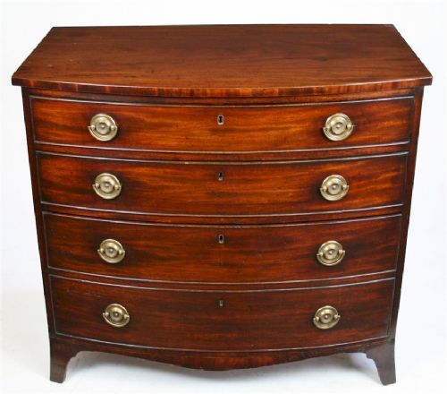 George 1v Mahogany Bow Chest Having Oak Lined Deep Blanket Drawer