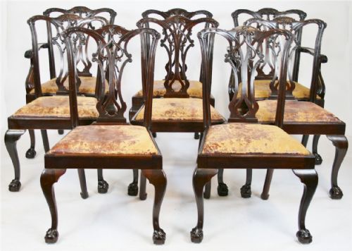 Good Quality Mahogany 'Chippendale Style' Edwardian Set of 6 & 2 Dining Chairs.