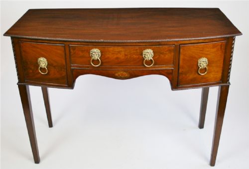 19c Mahogany 3 Drawer Bowfront Kneehole Dressing Table