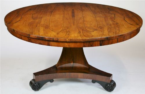 William 1v Rosewood Circular Round Tilt Top Pedestal Centre Table.