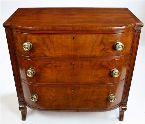 Regency Mahogany D Shaped Chest of 3 Long Drawers
